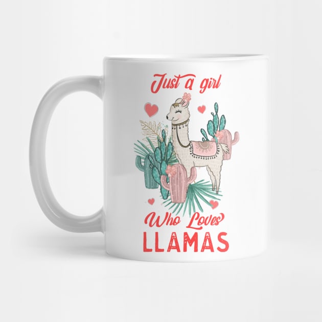 Just A Girl Who Loves Llamas, Cute Llama Boho Design T-Shirt by g14u